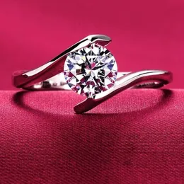 High quality 2020 new desigin luxury Women girls Sterling silver S925 CZ diamond wedding engagement rings Anillo large stone love jewelry