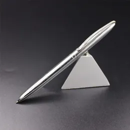 Base magnética de escritorio flotante pluma de triángulo ponderado plateado con bolígrafos brillantes de bola de cromo instrumentos de escritura unisex para artículos de regalo de oficina