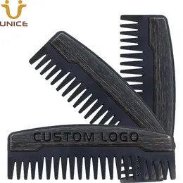MOQ 100pcs Preminum OEM Custom LOGO Hair Comb Wide Teeth Metal & Wooden Beard Combs Oil Hairs for Men