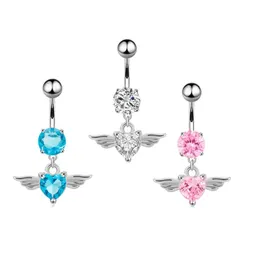 Lovery Anti Allergic 18K Vit Guldpläterad Diamant Anglel Wings Belly Ring för Sexiga Gilrs Kvinnor Släpp Shipping