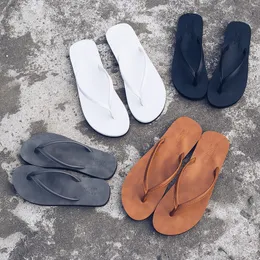 Hot Sale-New men's Summer solid color simple flip flops fashion wear men and women beach shoes couple slippers pinch sandals