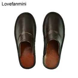 Genuine Vaca Couro Chinelos Casal Interior Homens Não-deslizamento Mulheres Moda Casual Sapatos Sapatos PVC Soles Macios Primavera Verão 518