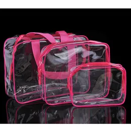 3 Sztuk / Zestaw Przezroczyste Kosmetyczne Bag Wash Clear Torby Makeup Kobiety Zamek Organizator Travel PVC Kosmetyczna Case Free DHL