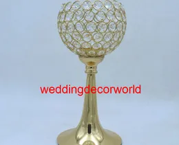 Novo estilo venda quente de ouro peça central de cristal alto cilindro candelabro de ouro para casamentos decor0908