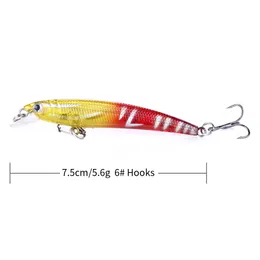 by ePacket Crankbait 2020 New Fishing tackle (MI038) 7.5CM/5.6G Minnow fishing lures,fishing hard bait,96pcs,Free shipping