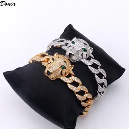 Donia jewelry luxury bangle European and American fashion 12mm leopard zircon wedding ladies banquet set decoration gift