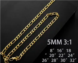 Mode Smycken Män Kvinnor Armband Halsband Plating 18K Guld 5mm NK3: 1 Armband Halsband 16 "/ 18" / 20 "/ 30" / 32 "/ 28" / 30 "/ 32"