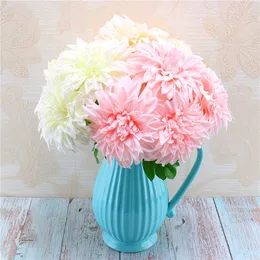 High-grade silk flower simulation 5 head dahlia bunches wedding bride bouquets home decoration fake flowers photography props