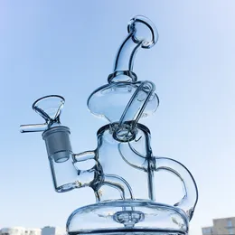 Glass Unique Bong Klein Tornado Recycler Tubi d'acqua Recycler Dab Oil Rigs Pipa ad acqua con ciotola o Banger HR024