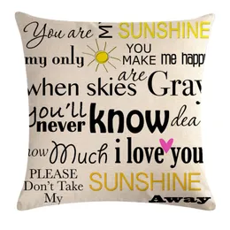 Engelska Word Sayings Cushion Cover Modern Citat Soffa Lounge Throw Pillow Case 45cm Cojines Home Decor237V