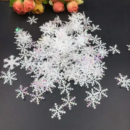 300 sztuk Choinki Dekoracje płatki śniegu Białe Plastikowe Sztuczne Śnieżne Dekoracje świąteczne do domu Nowy Rok Party Decor