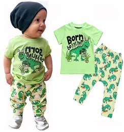 Kids Designer Kläder Pojkar Dinosaur Print Outfits Barn Toppar + Byxor 2st / set 2019 Sommar Mode Boutique Baby Clothing Sets C6575