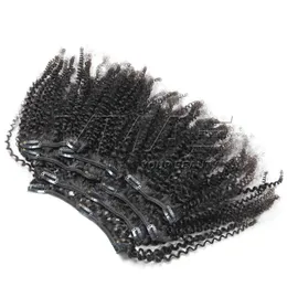 VM Brazylijski Afro Kinky Cliply Clip in Human Hair Extensions 7 Sztuk / zestaw 4B 4C Klipsy w przedłużeniach włosów 100g 120g 160g Vmae Hair