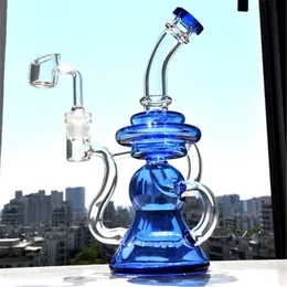 Blue Glass Bong Bong Beaker unica camera d'olio Dab Rigs Beaker Base Riciclo vetro tubo di acqua con 14 millimetri comune