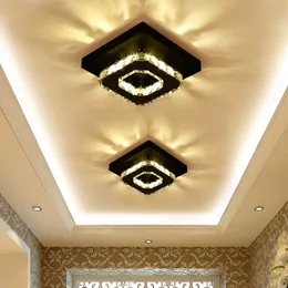 Preto quadrado cristal corredor luzes de teto lâmpada entrada moderna led lâmpada do teto criativo varanda escadas luminárias 236v