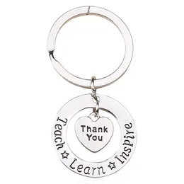 Love Heart Charms Keychain Appreciation Teachers Gifts Keyring Teach &Learn& Inspire Teacher Jewelry Key Chain