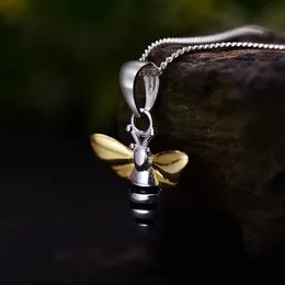 Lotus Fun Momen Real 925 Silver Fashion Jewelry Lovely Honey Bee Pendant Nith Nith Locklace Chain for Women Drop v304y