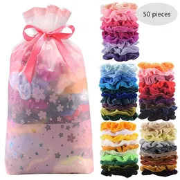 48 estilos Lady Girl Cabelo Scrunchy Ring Elastic Hair Bands Pure Color Leopard Manta Grande Intestino Esportes Dança Scrunchie Scrunchie Hairband A-907