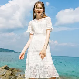Kobieta Projektant Luksusowe Odzież Marki Kobiet Temperament V-Neck Solid Color Spódnica Linia Chic Lady Sukienka 2020 Lato Nowa Moda