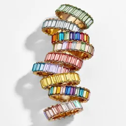 Moda Cyrkonia Pierścień Dla Kobiet Mężczyzn Czeski Kolorowe Rainbow Ring Kobieta DIY Oświadczenie Pierścienie Party Wedding Jewelry 12 Kolory