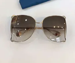 女性ゴールドブラウングラデーションサングラス 0252 Sonnenbrille gafas de so 女性サングラスロマンチックな新しい箱付き