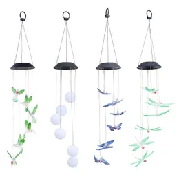 Droplight Mix och Match Välkommen Solar Wind Chime Light Hummingbird Solar Gift Light Färg LED Garden Hängande Ljus EEA393