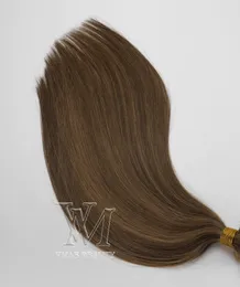 VM 100% Virgin Remy Human Hair Piano Färg # 4 # 6 Dubbeldragare Jag Tips Straight Keratin Lim Human Hair Extensions