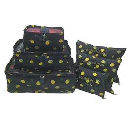 20pcs Floral Printing Double Zipper Waterproof Travelling Bags Men Women Nylon Luggage Packing Cube Bag Underware Bra Storage Bag 6pcs set