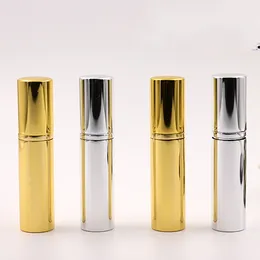 Hurtownie Brilliant Gold Silver 5ml Refillable Przenośne Mini Perfumy Butelki Aluminium Spray Atomizer Pusta Parefum Pojemnik