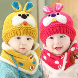 Unisex Children Winter Warm Baby Hat and Scarf Set Baby Rabbit Knit Beanie Bonnet Warm Hats for Children Neck YD0437