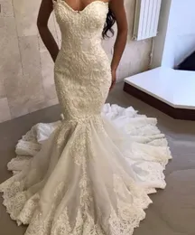 2019 Luxury Heavy Bead Mermaid Wedding Dresses 2019 lace applique Strapless Sweetheart Stunning Wedding Gowns Bride Dress Vestido de noiva