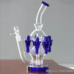 Niebieski Bong Dab Rig Glass Water Rury Recycler Rig Oil Banger Bubbler Hookh Heaty PerColator do akcesoriów do palenia DABS