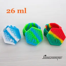 Hexagon bee Silicone Jar silicone conotainer 26ml non stick Available in assorted colors silicone bong mate 424
