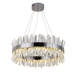 Luxury Modern Crystal Chandelier Lighting Round Chandeliers with Crystals Tube Gold/ Chrome for Dinning Room Livingroom