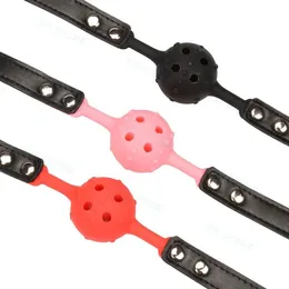 4cm Bondage Silikon Par Harness Open Mouth Gag Faux Läderrem Juster Belt AU097