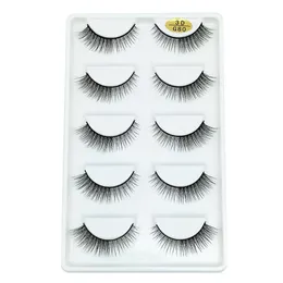 Nowe Naturalne Fałszywe Rzęsy 5 Pairs 3D Faux Mink Lashes Handmade Volume Fluffy Fake Lashes Reusable False Eyelashes Extension Tool