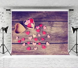 حلم 7x5ft عيد الحب الخشب خلفية الوردي قلوب حمراء ديكور خشبية التصوير الخلفية لحضور حفل زفاف خلفيات اطلاق النار استوديو الدعامة