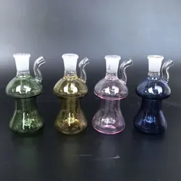 Kleurrijke 10mm vrouwelijke goedkope kalebas glazen booreiland water bong mini leuke Recycler Oil Bubbler pijp met 10mm glazen olie kom