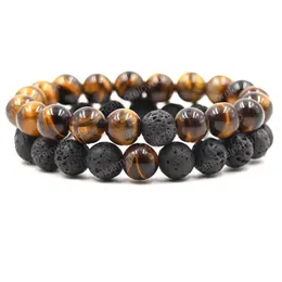 2019 Nova 2pc / set 10 milímetros Tiger Eye Lava Pulseira Malaquita Branco Amazon Pedra Designer Luxury Jewelry Mulheres Bracelects Men pulseira de presente