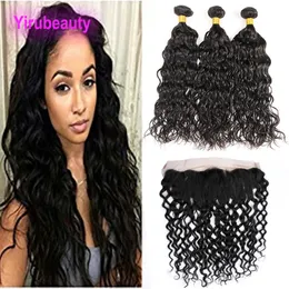 Brazilian Human Hair 3 Bundles With 13X4 Lace Frontal Water Wave Hair Extensions Bundles Lace Frontal 4 Pieces/lot