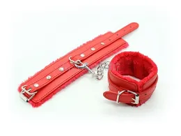 Bondage Red sexy Handcuffs PU Leather Slave Hand wrist Ankle Cuffs Restraint Bed Fancy #R56