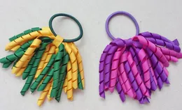 Girl 3" short korker curly tassel ribbons ponytail holders corker streamer hair bows clips ties elastic rope hair accessories 100PCS PD023