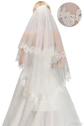 Cerimonia nuziale di trasporto di New Bridal Veils a buon mercato liberamente merletto dell'annata da sposa velo di lunghezza del gomito due strati nuziale Accessori CPA1440
