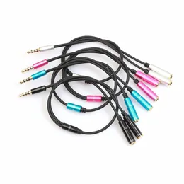 3.5MM AUX Jack 1 Female To 2 Male (Headset + Mic) Y Splitter Earphone Audio Cable For Pc Laptop