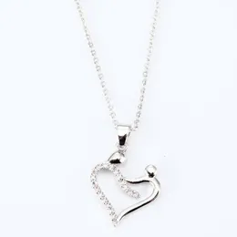 Hjärtformad hänge charm kristallhänge halsband för kvinnor /flickor vän rostfritt stål smycken utsökt gåva