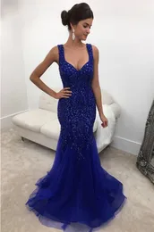 Luksusowe zroszony Kryształ Mermaid Prom Dresses Spaghetti Strces Long 2019 Vestidos de Fiesta Largos Elegances de Gala Open Back Party Dress