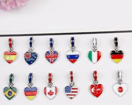 Party Gift Lady Necklace Bracelet Pendant Fashion Women Alloy Oil Drip 3D World National Flag Printed Pendants Holiday WY265 ZWL