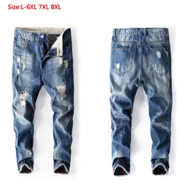 Высокое качество летние новые джинсы мужские лодыжки длиной брюки хлопковые джинсы джинсы продают очень большой человек супер большой плюс размер 6xL 7xL 8XL