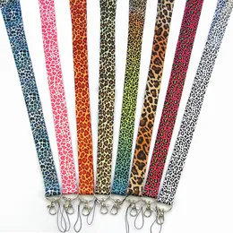 8 Färg Leopard Print Mobiltelefon Lanyard Mobiltelefonremmar Charms Nyckelkedjor Lång halsband Medarbetare Kort Rope Chain