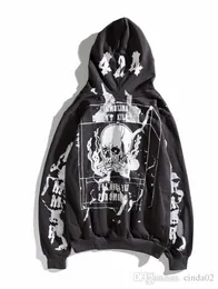 Black Hoodies 424 Skull Fashion Tops Men Women Pullover Tide Hip Hop Streetwear Sweatshirts Hooded Hoodies